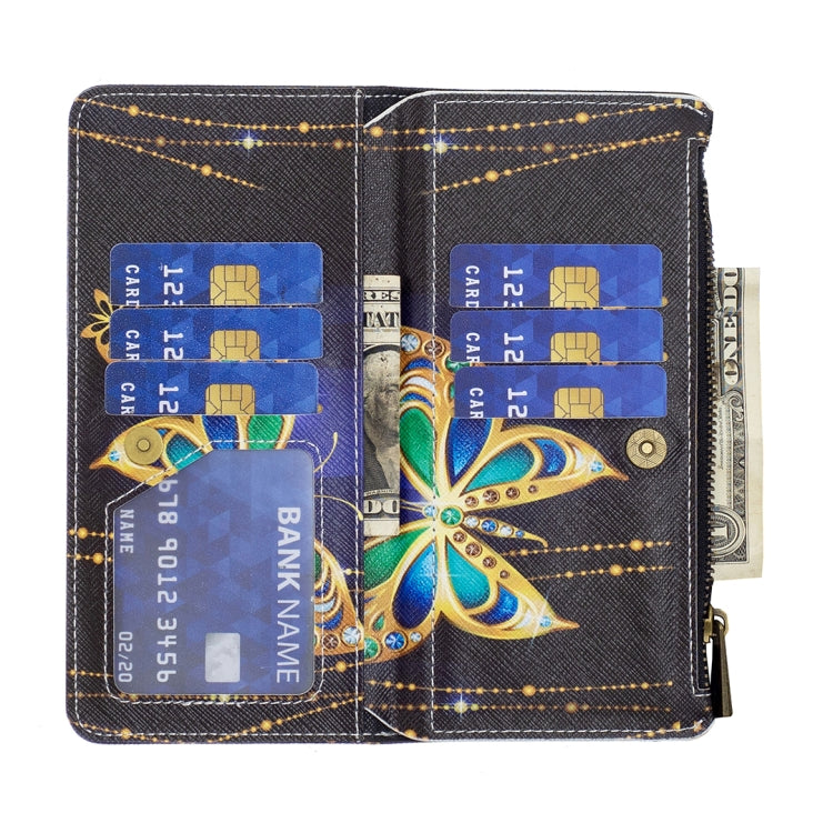 For Samsung Galaxy S25+ 5G Colored Drawing Pattern Zipper Leather Phone Case(Big Butterfly) - Galaxy S25+ 5G Cases by PMC Jewellery | Online Shopping South Africa | PMC Jewellery | Buy Now Pay Later Mobicred