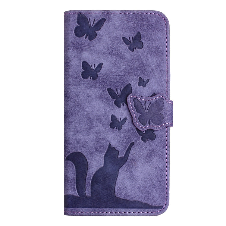 For Samsung Galaxy S25+ 5G Butterfly Cat Embossing Flip Leather Phone Case(Purple) - Galaxy S25+ 5G Cases by PMC Jewellery | Online Shopping South Africa | PMC Jewellery | Buy Now Pay Later Mobicred