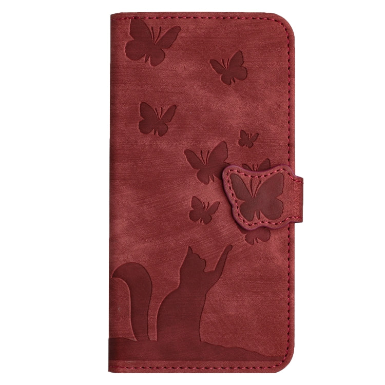 For Samsung Galaxy S25+ 5G Butterfly Cat Embossing Flip Leather Phone Case(Red) - Galaxy S25+ 5G Cases by PMC Jewellery | Online Shopping South Africa | PMC Jewellery | Buy Now Pay Later Mobicred