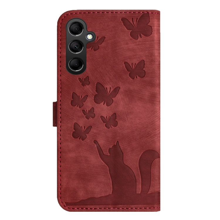 For Samsung Galaxy S25+ 5G Butterfly Cat Embossing Flip Leather Phone Case(Red) - Galaxy S25+ 5G Cases by PMC Jewellery | Online Shopping South Africa | PMC Jewellery | Buy Now Pay Later Mobicred