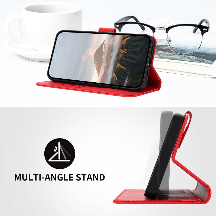 For Motorola Moto G Play 4G 2024 Triangle Pattern Buckle Clasp Leather Phone Case(Red) - free shipping - PMC Jewellery - Order now!