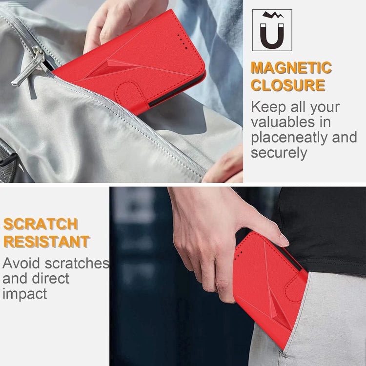 For Motorola Moto G Stylus 2024 Triangle Pattern Buckle Clasp Leather Phone Case(Red) - free shipping - PMC Jewellery - Order now!