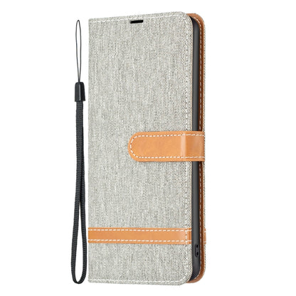 For Samsung Galaxy S25 5G Color Block Denim Texture Leather Phone Case(Grey) - Galaxy S25 5G Cases by PMC Jewellery | Online Shopping South Africa | PMC Jewellery | Buy Now Pay Later Mobicred