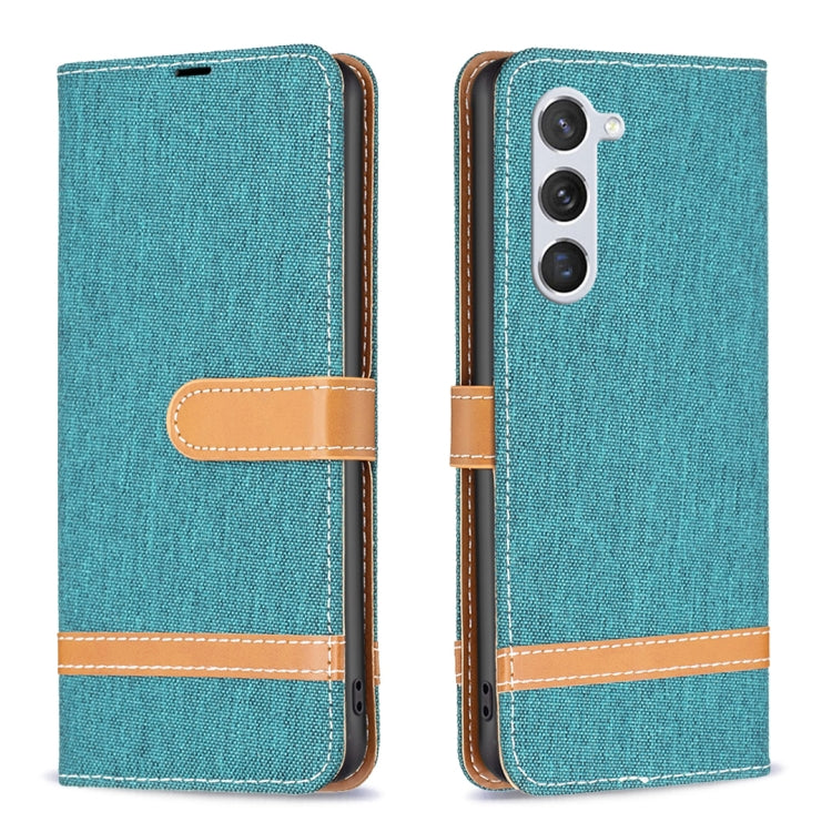 For Samsung Galaxy S25 5G Color Block Denim Texture Leather Phone Case(Green) - Galaxy S25 5G Cases by PMC Jewellery | Online Shopping South Africa | PMC Jewellery | Buy Now Pay Later Mobicred