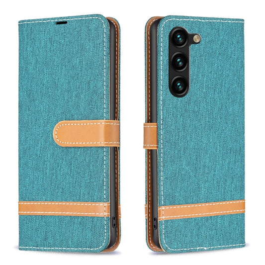 For Samsung Galaxy S25+ 5G Color Block Denim Texture Leather Phone Case(Green) - Galaxy S25+ 5G Cases by PMC Jewellery | Online Shopping South Africa | PMC Jewellery | Buy Now Pay Later Mobicred