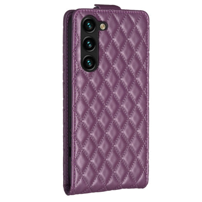 For Samsung Galaxy S25 5G Diamond Lattice Vertical Flip Leather Phone Case(Dark Purple) - Galaxy S25 5G Cases by PMC Jewellery | Online Shopping South Africa | PMC Jewellery | Buy Now Pay Later Mobicred