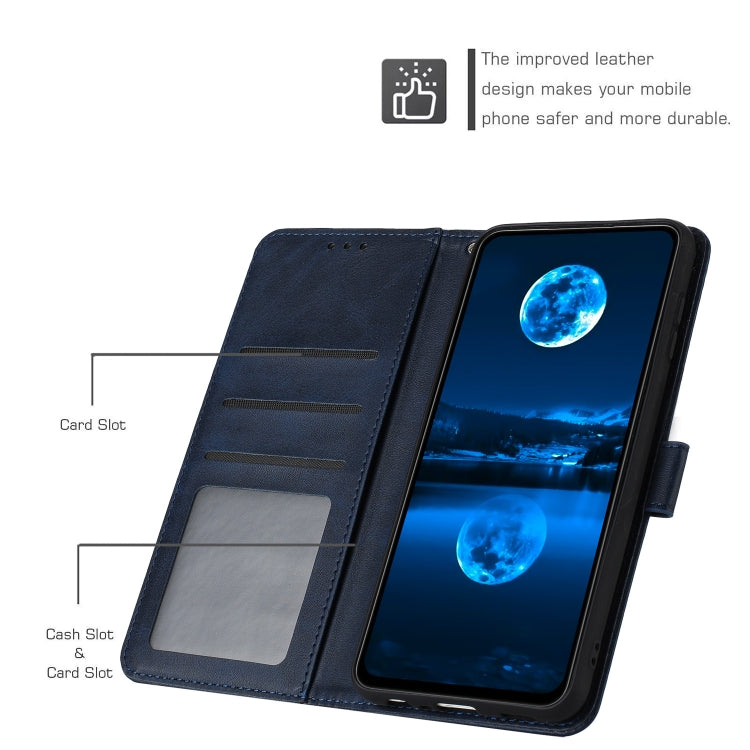 For Samsung Galaxy S25 Ultra 5G Solid Calf Texture Flip Leather Phone Case(Dark Blue) - Galaxy S25 Ultra 5G Cases by PMC TechLife | Online Shopping South Africa | PMC TechLife | Buy Now Pay Later Mobicred