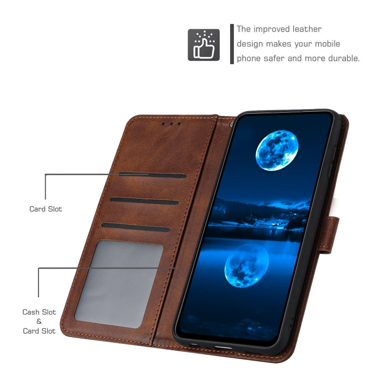 For Samsung Galaxy S25 / S24 5G Solid Calf Texture Flip Leather Phone Case(Brown) - Galaxy S25 5G Cases by PMC TechLife | Online Shopping South Africa | PMC TechLife | Buy Now Pay Later Mobicred