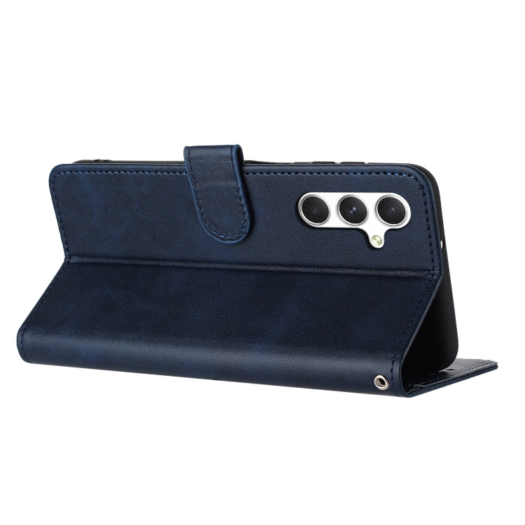 For Samsung Galaxy S25 / S24 5G Solid Calf Texture Flip Leather Phone Case(Dark Blue) - Galaxy S25 5G Cases by PMC TechLife | Online Shopping South Africa | PMC TechLife | Buy Now Pay Later Mobicred