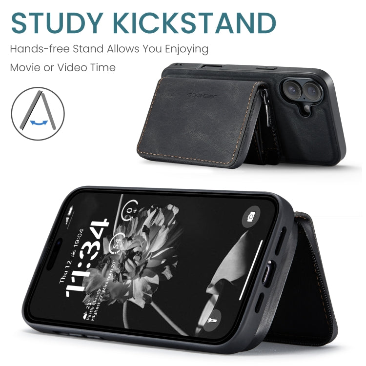 For iPhone 16 JEEHOOD J02 Magnetic Zipper Horizontal Flip Leather Phone Case(Black) - free shipping - PMC Jewellery - Order now!