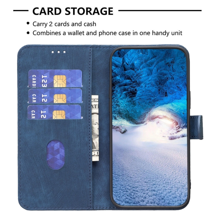 For Samsung Galaxy S25 5G Plaid Embossed Leather Phone Case(Blue) - Galaxy S25 5G Cases by PMC Jewellery | Online Shopping South Africa | PMC Jewellery | Buy Now Pay Later Mobicred