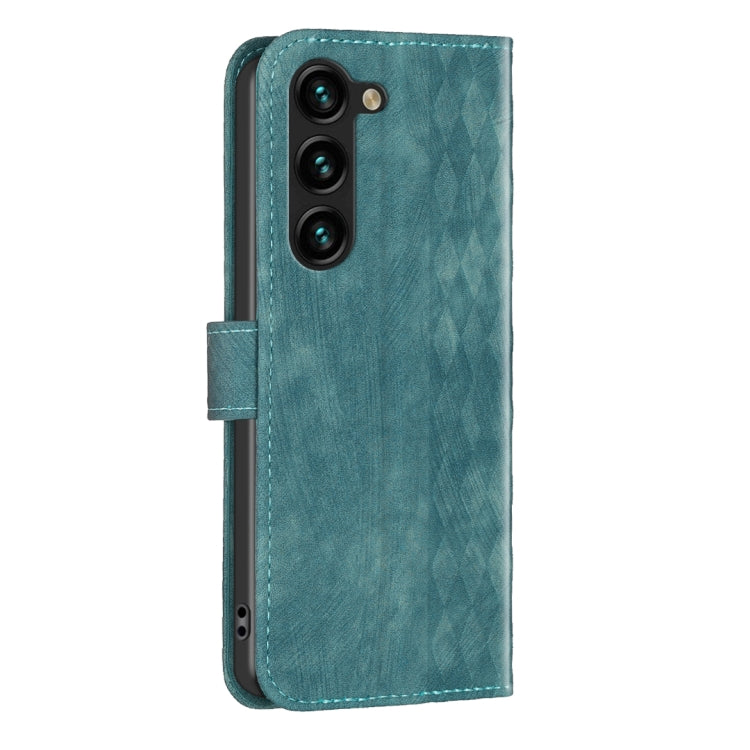 For Samsung Galaxy S25 5G Plaid Embossed Leather Phone Case(Green) - Galaxy S25 5G Cases by PMC Jewellery | Online Shopping South Africa | PMC Jewellery | Buy Now Pay Later Mobicred