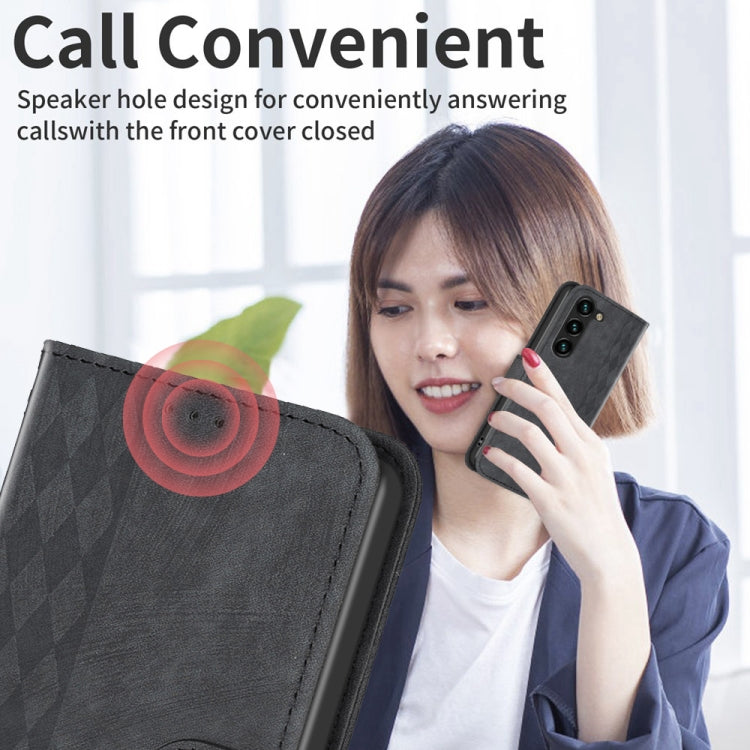 For Samsung Galaxy S25+ 5G Plaid Embossed Leather Phone Case(Black) - Galaxy S25+ 5G Cases by PMC Jewellery | Online Shopping South Africa | PMC Jewellery | Buy Now Pay Later Mobicred