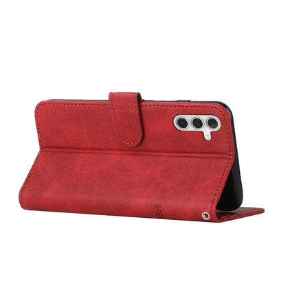 For Samsung Galaxy S25 / S24 5G Stitching Calf Texture Buckle Leather Phone Case(Red) - Galaxy S25 5G Cases by PMC Jewellery | Online Shopping South Africa | PMC Jewellery | Buy Now Pay Later Mobicred