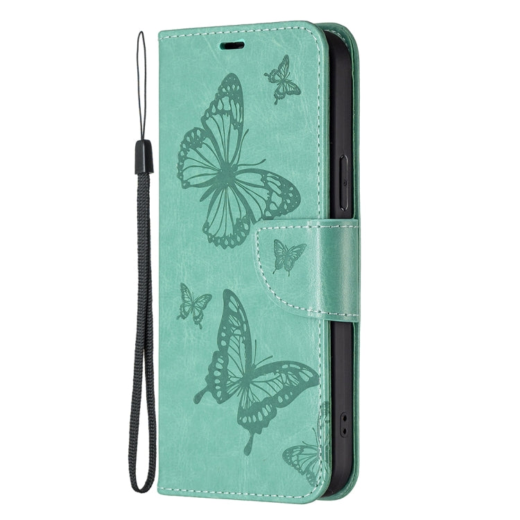 For Samsung Galaxy S25+ 5G Embossing Two Butterflies Pattern Leather Phone Case(Green) - free shipping - PMC Jewellery - Order now!