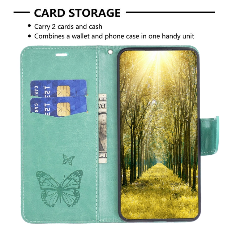 For Samsung Galaxy S25+ 5G Embossing Two Butterflies Pattern Leather Phone Case(Green) - free shipping - PMC Jewellery - Order now!
