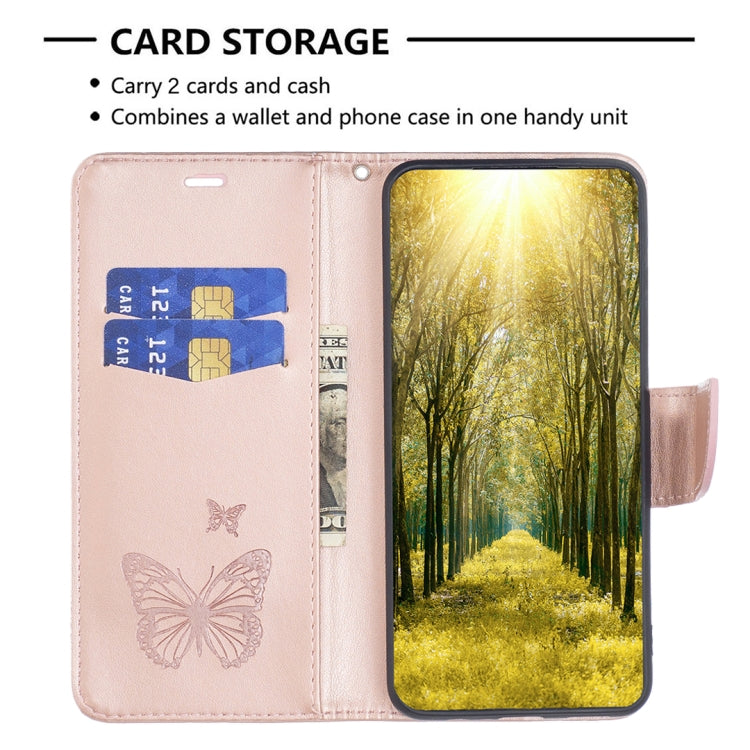 For Samsung Galaxy S25+ 5G Embossing Two Butterflies Pattern Leather Phone Case(Rose Gold) - Galaxy S25+ 5G Cases by PMC Jewellery | Online Shopping South Africa | PMC Jewellery | Buy Now Pay Later Mobicred