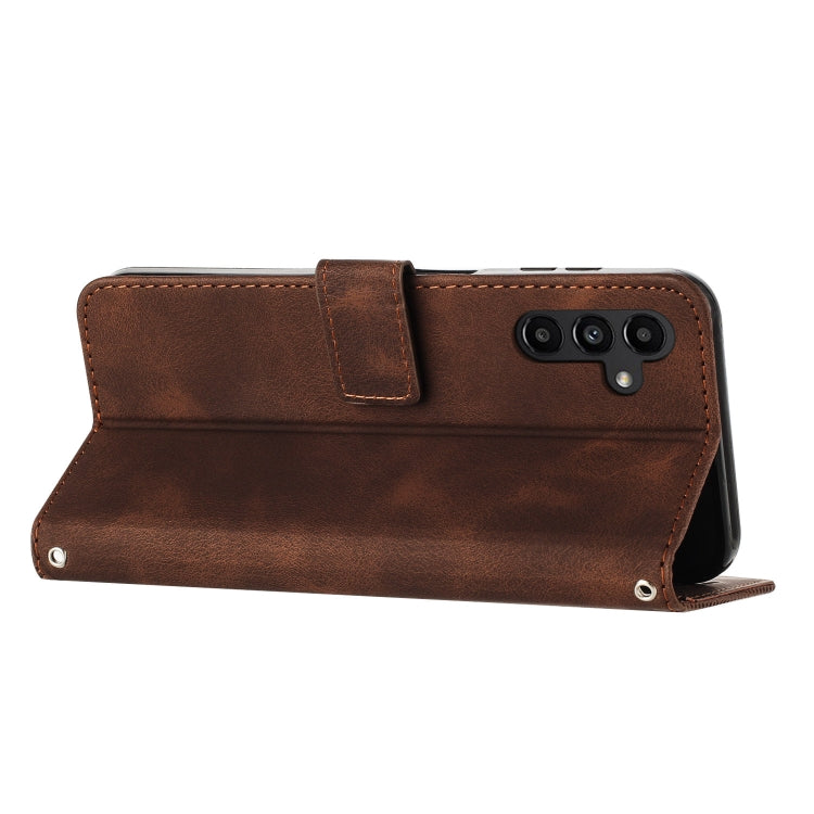 For Samsung Galaxy S25 / S24 5G Dream Triangle Leather Phone Case with Long Lanyard(Brown) - Galaxy S25 5G Cases by PMC Jewellery | Online Shopping South Africa | PMC Jewellery | Buy Now Pay Later Mobicred