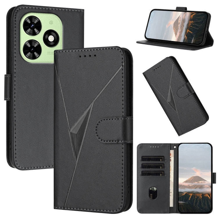 For Tecno Spark Go 2024 Triangle Pattern Buckle Clasp Leather Phone Case(Black) - Tecno Cases by PMC Jewellery | Online Shopping South Africa | PMC Jewellery | Buy Now Pay Later Mobicred