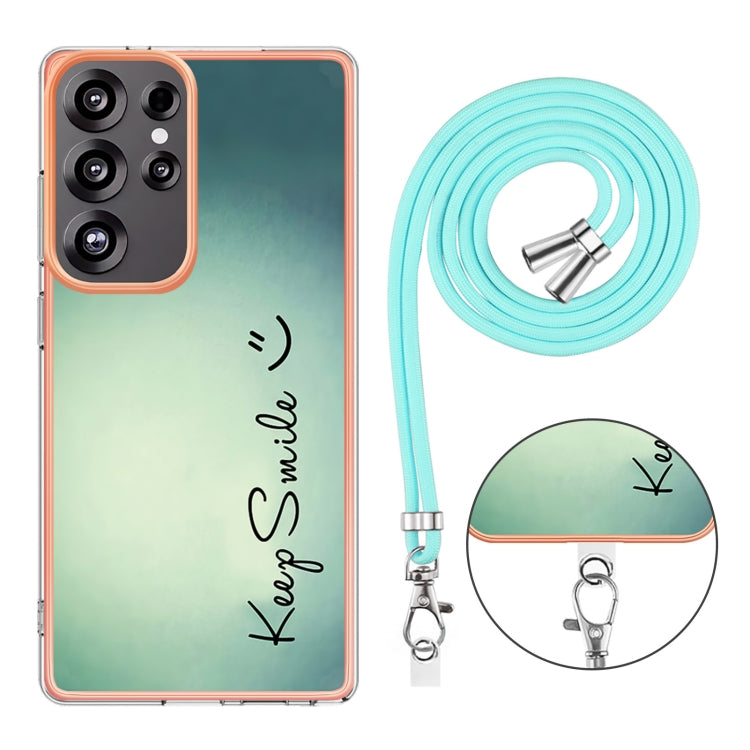 For Samsung Galaxy S25 Ultra 5G Electroplating Dual-side IMD Phone Case with Lanyard(Smile) - Galaxy S25 Ultra 5G Cases by PMC Jewellery | Online Shopping South Africa | PMC Jewellery | Buy Now Pay Later Mobicred