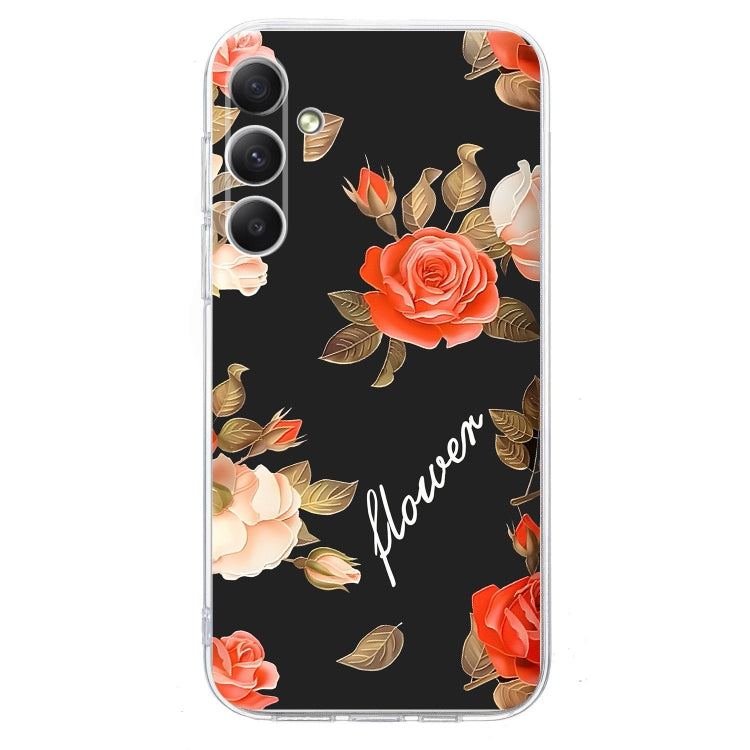 For Samsung Galaxy S25 5G Colorful Painting Pattern TPU Phone Case(Flowers On Black) - Galaxy S25 5G Cases by PMC Jewellery | Online Shopping South Africa | PMC Jewellery | Buy Now Pay Later Mobicred