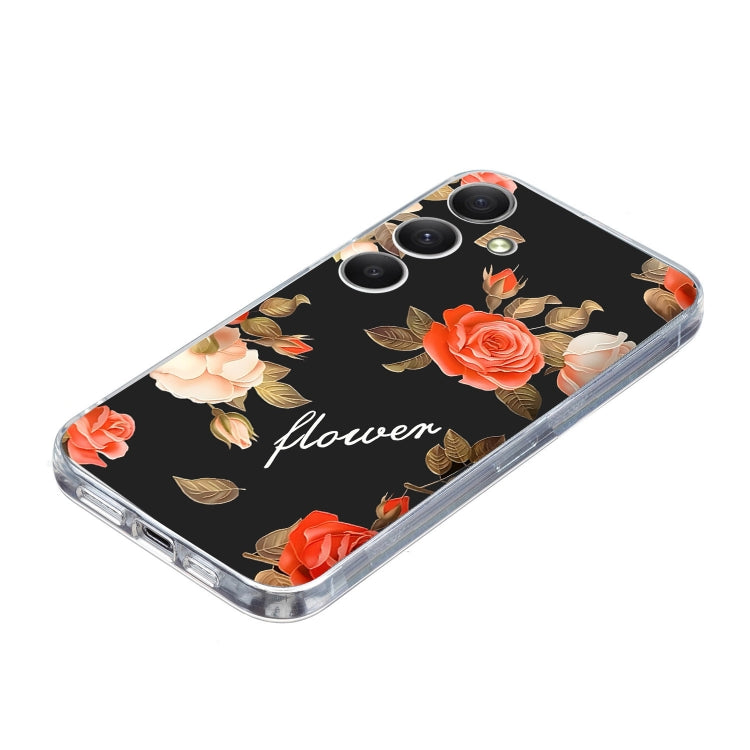 For Samsung Galaxy S25 FE 5G Colorful Painting Pattern TPU Phone Case(Flowers On Black) - Galaxy S25 5G Cases by PMC Jewellery | Online Shopping South Africa | PMC Jewellery | Buy Now Pay Later Mobicred