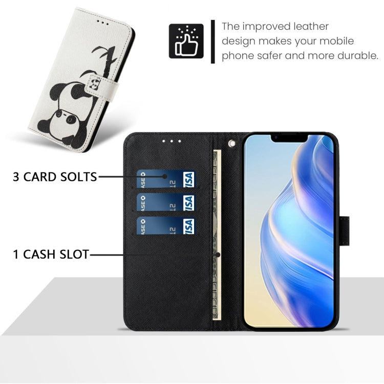 For iPhone 16e Art Colored Drawing Pattern Leather Phone Case(Panda) - iPhone 16e Cases by PMC TechLife | Online Shopping South Africa | PMC TechLife | Buy Now Pay Later Mobicred