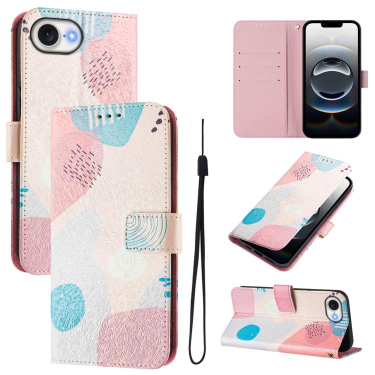 For iPhone 16e Art Colored Drawing Pattern Leather Phone Case(Graffiti puzzle) - free shipping - PMC TechLife - Order now!