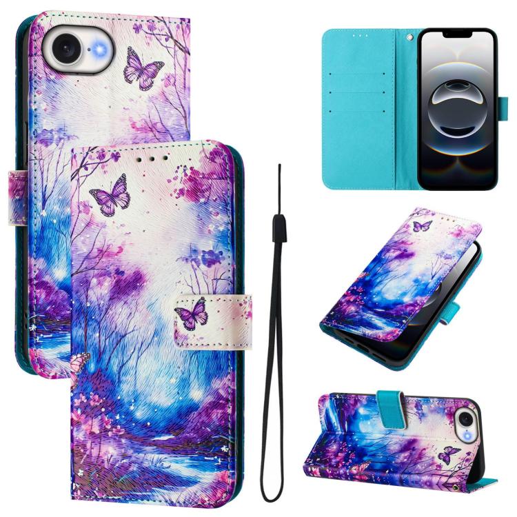 For iPhone 16e Art Colored Drawing Pattern Leather Phone Case(Dreamland) - iPhone 16e Cases by PMC TechLife | Online Shopping South Africa | PMC TechLife | Buy Now Pay Later Mobicred