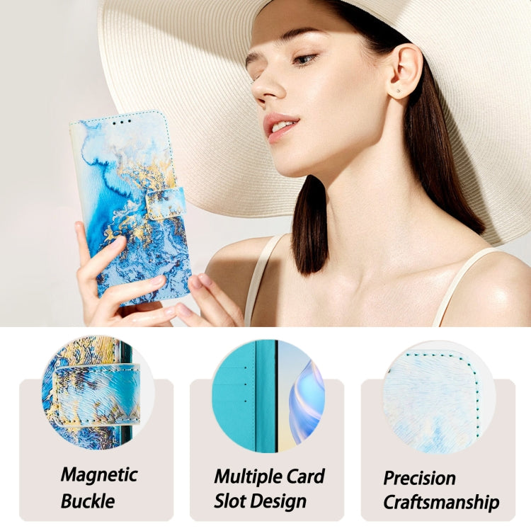 For iPhone 16e Art Colored Drawing Pattern Leather Phone Case(Ocean marble) - iPhone 16e Cases by PMC TechLife | Online Shopping South Africa | PMC TechLife | Buy Now Pay Later Mobicred