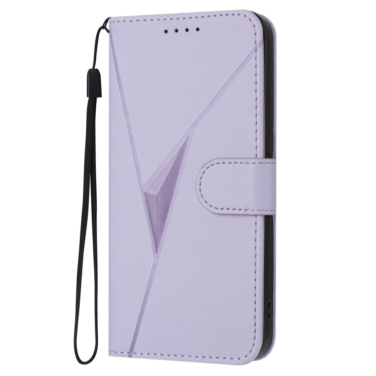 For Huawei Pura 70 Pro / Pura 70 Ultra Triangle Pattern Buckle Clasp Leather Phone Case(Light Purple) - Huawei Cases by PMC Jewellery | Online Shopping South Africa | PMC Jewellery | Buy Now Pay Later Mobicred