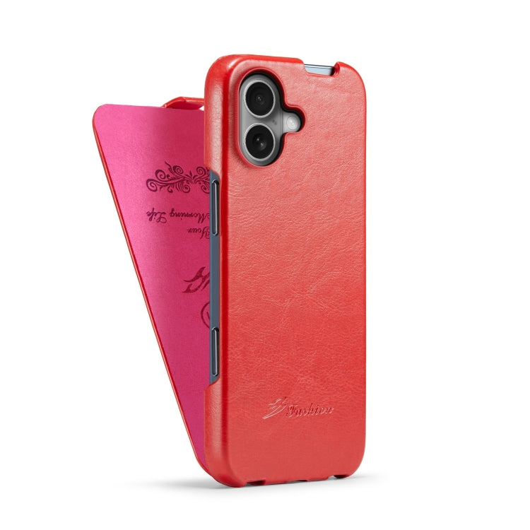 For iPhone 16 Fierre Shann 64 Texture Vertical Flip PU Leather Phone Case(Red) - iPhone 16 Cases by FIERRE SHANN | Online Shopping South Africa | PMC Jewellery | Buy Now Pay Later Mobicred