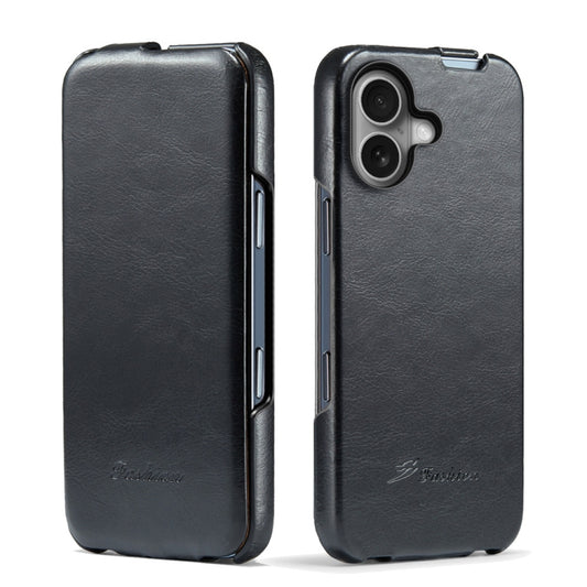 For iPhone 16 Fierre Shann 64 Texture Vertical Flip PU Leather Phone Case(Black) - iPhone 16 Cases by FIERRE SHANN | Online Shopping South Africa | PMC Jewellery | Buy Now Pay Later Mobicred