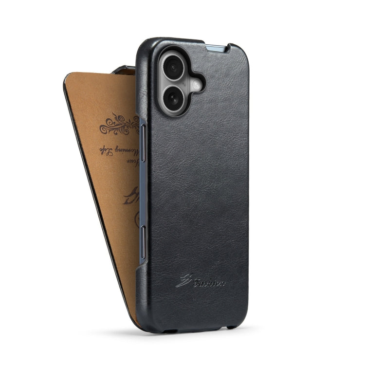 For iPhone 16 Fierre Shann 64 Texture Vertical Flip PU Leather Phone Case(Black) - iPhone 16 Cases by FIERRE SHANN | Online Shopping South Africa | PMC Jewellery | Buy Now Pay Later Mobicred