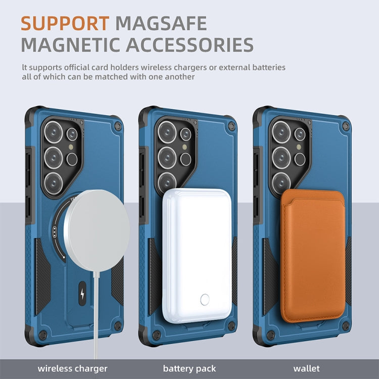 For Samsung Galaxy S25 Ultra 5G Armor MagSafe Holder PC Hybrid TPU Phone Case(Dark Blue) - Galaxy S25 Ultra 5G Cases by PMC Jewellery | Online Shopping South Africa | PMC Jewellery | Buy Now Pay Later Mobicred