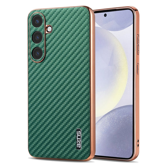 For Samsung Galaxy S25+ 5G AZNS Electroplated Edge Carbon Fiber Texture Phone Case(Green) - Galaxy S25+ 5G Cases by AZNS | Online Shopping South Africa | PMC Jewellery | Buy Now Pay Later Mobicred