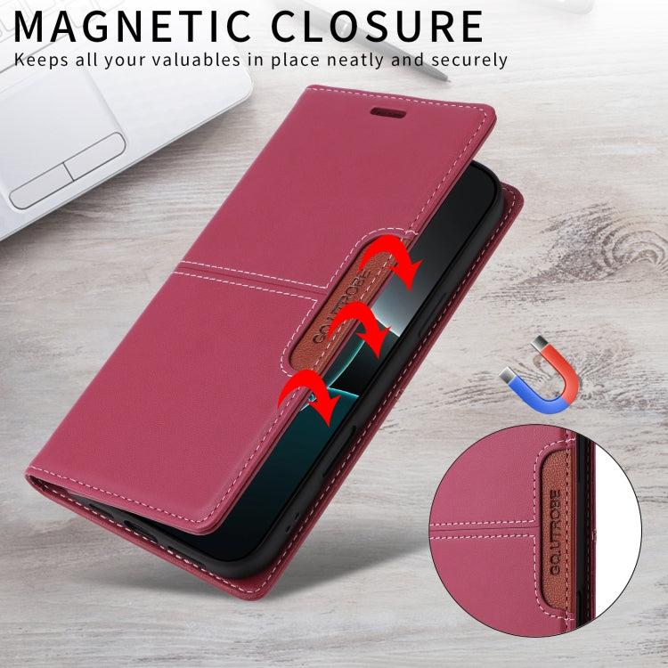 For iPhone 16 Pro Max GQUTROBE G01 RFID Anti-theft Leather Phone Case(Red) - iPhone 16 Pro Max Cases by GQUTROBE | Online Shopping South Africa | PMC Jewellery | Buy Now Pay Later Mobicred