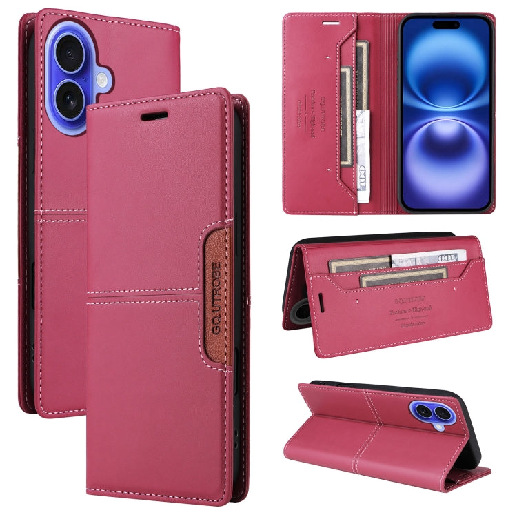 For iPhone 16 Plus GQUTROBE G01 RFID Anti-theft Leather Phone Case(Red) - iPhone 16 Plus Cases by GQUTROBE | Online Shopping South Africa | PMC Jewellery | Buy Now Pay Later Mobicred