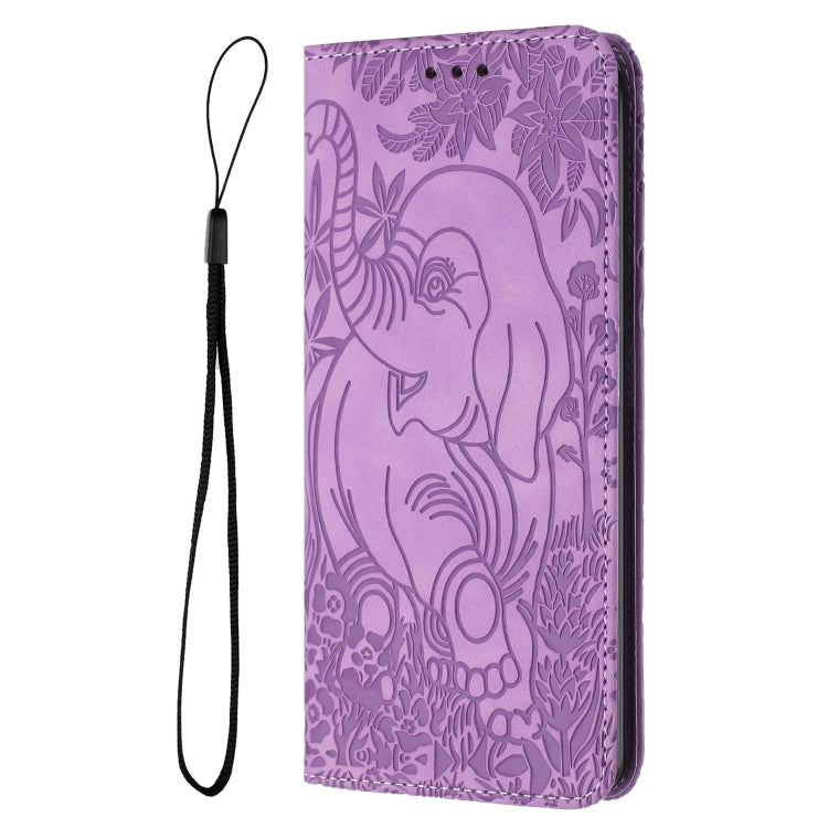 For Samsung Galaxy S25+ 5G Retro Elephant Embossed Leather Phone Case(Purple) - Galaxy S25+ 5G Cases by PMC Jewellery | Online Shopping South Africa | PMC Jewellery | Buy Now Pay Later Mobicred
