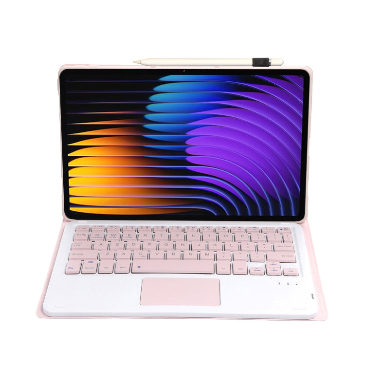 For Xiaomi Pad 7 / 7 Pro 11.2 inch A0N13-A Ultra-thin Detachable Bluetooth Keyboard Leather Tablet Case with Touchpad(Pink White) - Others Keyboard by PMC Jewellery | Online Shopping South Africa | PMC Jewellery | Buy Now Pay Later Mobicred