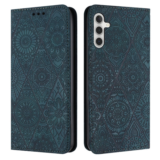 For Samsung Galaxy S25+ 5G Ethnic Embossed Adsorption Leather Phone Case(Blue) - Galaxy S25+ 5G Cases by PMC Jewellery | Online Shopping South Africa | PMC Jewellery | Buy Now Pay Later Mobicred