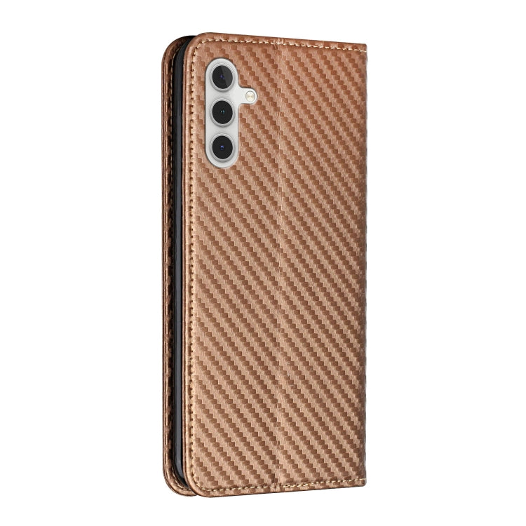 For Samsung Galaxy S25 5G Carbon Fiber Texture Magnetic Flip Leather Phone Case(Brown) - Galaxy S25 5G Cases by PMC Jewellery | Online Shopping South Africa | PMC Jewellery | Buy Now Pay Later Mobicred