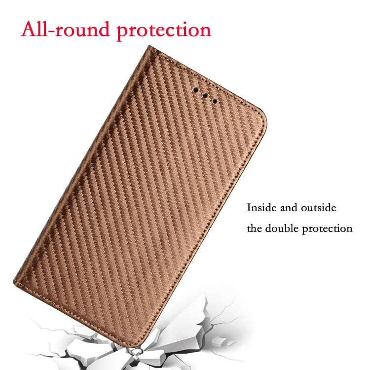 For Samsung Galaxy S25+ 5G Carbon Fiber Texture Magnetic Flip Leather Phone Case(Brown) - Galaxy S25+ 5G Cases by PMC Jewellery | Online Shopping South Africa | PMC Jewellery | Buy Now Pay Later Mobicred