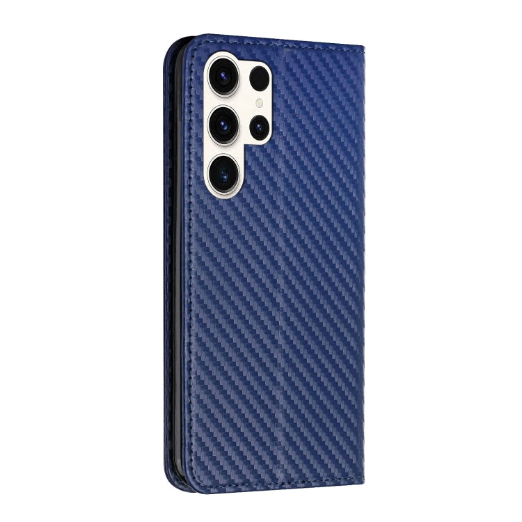 For Samsung Galaxy S25 Ultra 5G Carbon Fiber Texture Magnetic Flip Leather Phone Case(Blue) - Galaxy S25 Ultra 5G Cases by PMC Jewellery | Online Shopping South Africa | PMC Jewellery | Buy Now Pay Later Mobicred