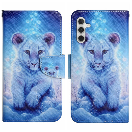 For Samsung Galaxy S25 5G Colored Drawing Pattern Leather Phone Case(Little Leopard) - Galaxy S25 5G Cases by PMC Jewellery | Online Shopping South Africa | PMC Jewellery | Buy Now Pay Later Mobicred