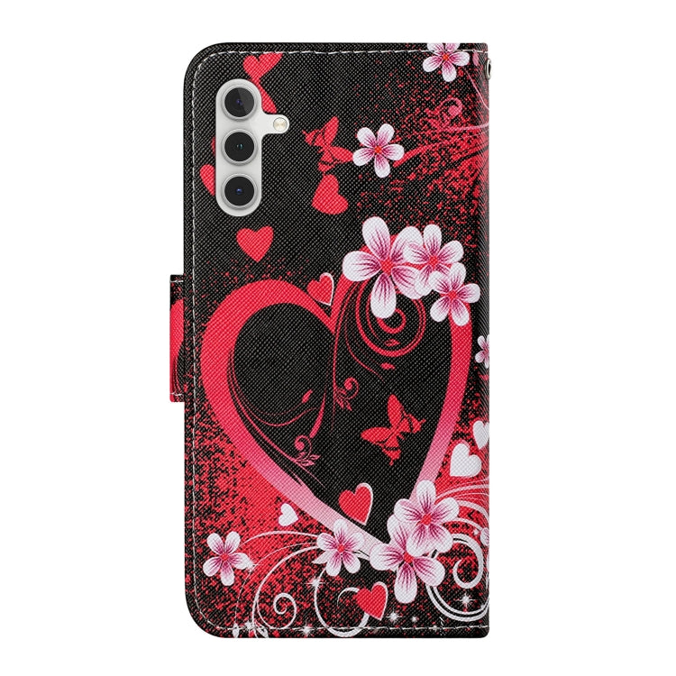 For Samsung Galaxy S25+ 5G Colored Drawing Pattern Leather Phone Case(Red Heart) - Galaxy S25+ 5G Cases by PMC Jewellery | Online Shopping South Africa | PMC Jewellery | Buy Now Pay Later Mobicred