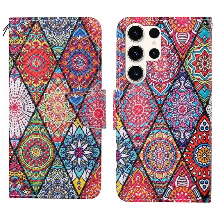 For Samsung Galaxy S25 Ultra 5G Colored Drawing Pattern Leather Phone Case(Diamond Totem) - free shipping - PMC Jewellery - Order now!