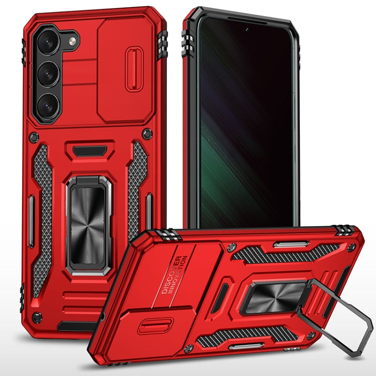 For Samsung Galaxy S25+ 5G Armor PC Hybrid TPU Camera Shield Phone Case(Red) - Galaxy S25+ 5G Cases by PMC Jewellery | Online Shopping South Africa | PMC Jewellery | Buy Now Pay Later Mobicred