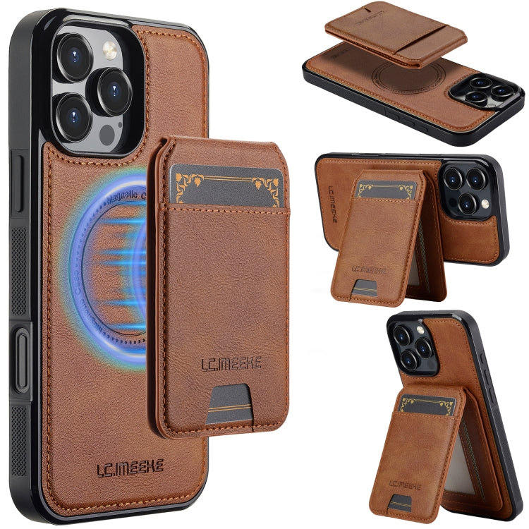 For iPhone 16 Pro Max LC.IMEEKE L3 Series Detachable RFID Card Bag Magsafe Phone Case(Brown) - iPhone 16 Pro Max Cases by LC.IMEEKE | Online Shopping South Africa | PMC Jewellery | Buy Now Pay Later Mobicred