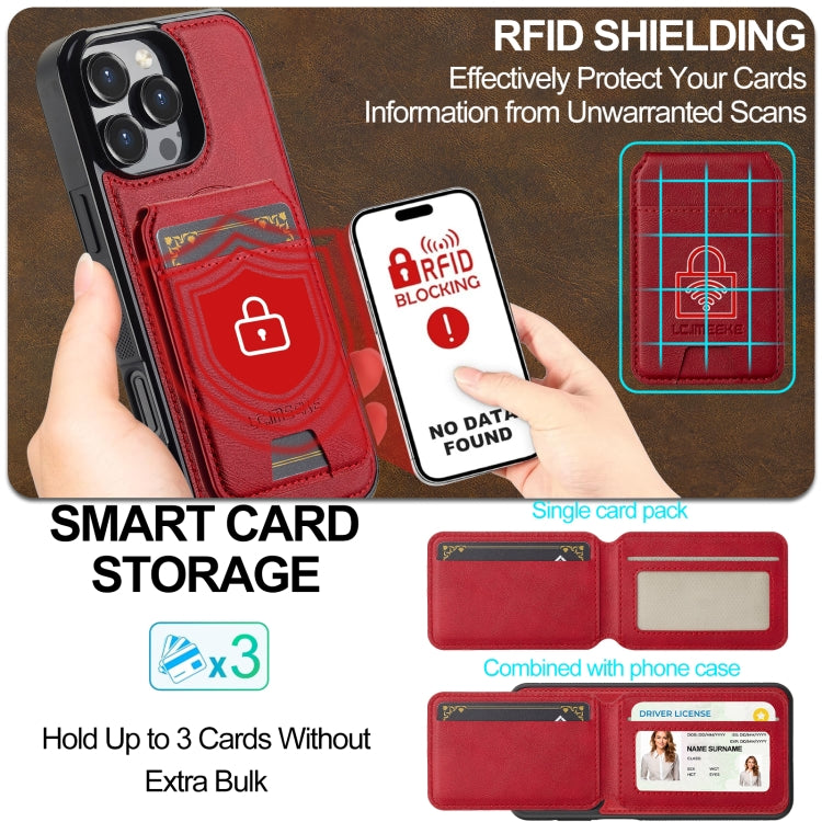 For iPhone 16 Pro Max LC.IMEEKE L3 Series Detachable RFID Card Bag Magsafe Phone Case(Red) - iPhone 16 Pro Max Cases by LC.IMEEKE | Online Shopping South Africa | PMC Jewellery | Buy Now Pay Later Mobicred